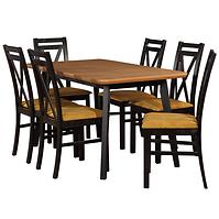 Esszimmer Set  Cezar 1+6 St41 140x80+40 +W114 Eiche Wotan/Schwarz