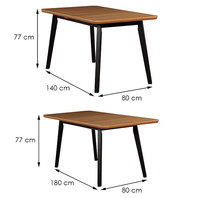 Esszimmer Set  Cezar 1+6 St41 140x80+40 +W114 Eiche Wotan/Schwarz