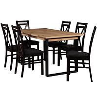 Esszimmer Set  Gracja 1+6 St St42 150x85+48 +W114 Eiche Wotan/Schwarz