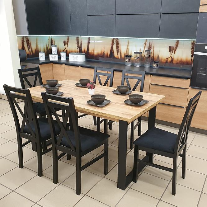 Esszimmer Set  Gracja 1+6 St St42 150x85+48 +W114 Eiche Wotan/Schwarz