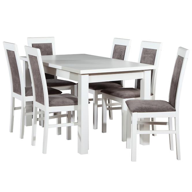 Esszimmer Set  Fauna 1+6 St28 140x80+40 +W118 Weiß