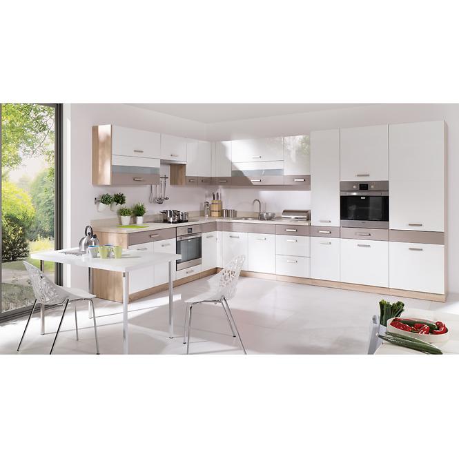 Küchenzeile Global 19D Eiche Sonoma/Weiß/Grau