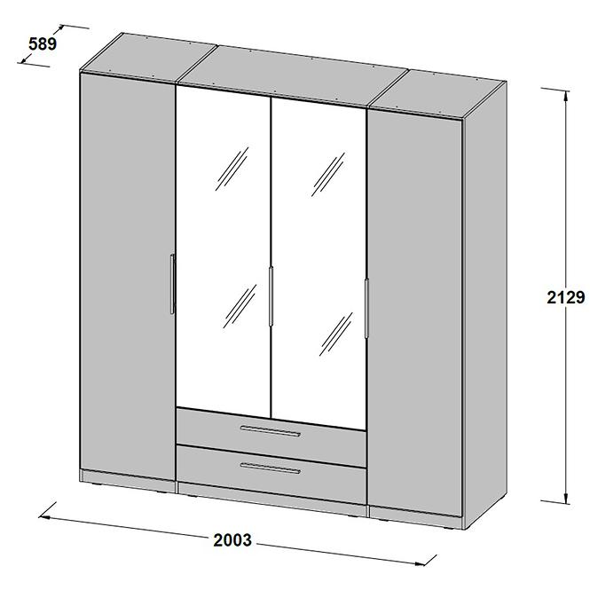 Schrank Cadisxo 200cm Eiche Sonoma/Spiegel