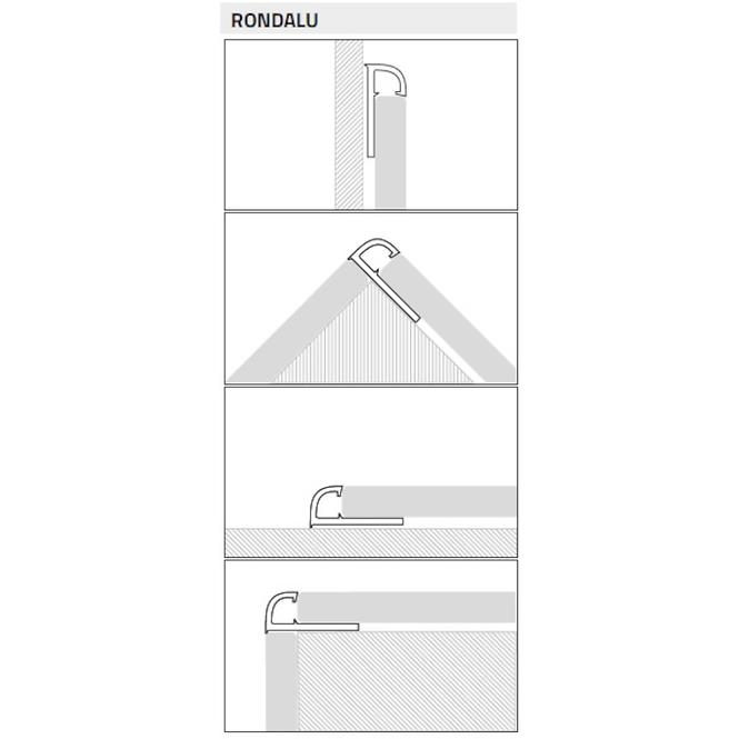 Profil Rondalu Alu Anod Titanium Brushed 2700/27/10 mm