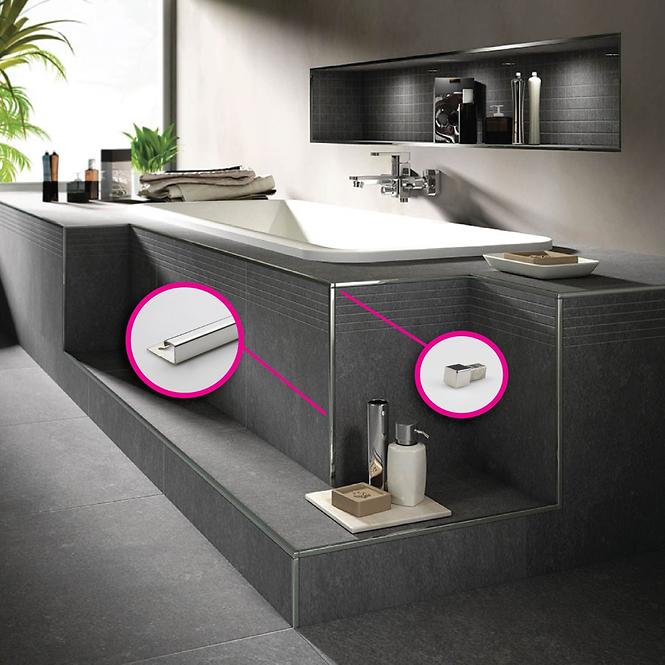 Ende der profil Tiletrim Corner Cap Cubinox Glossy S-steel 10 mm