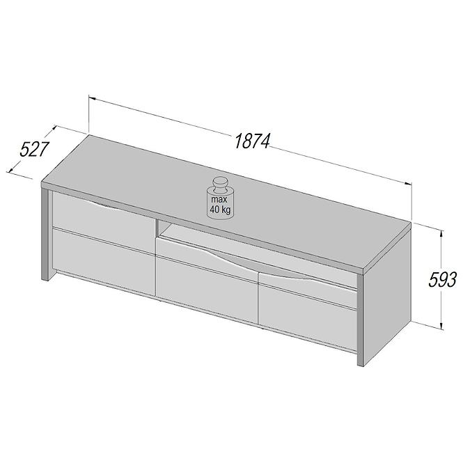 Tv Tisch Saint Tropez 187cm Eiche Sangallo/Weiß,3