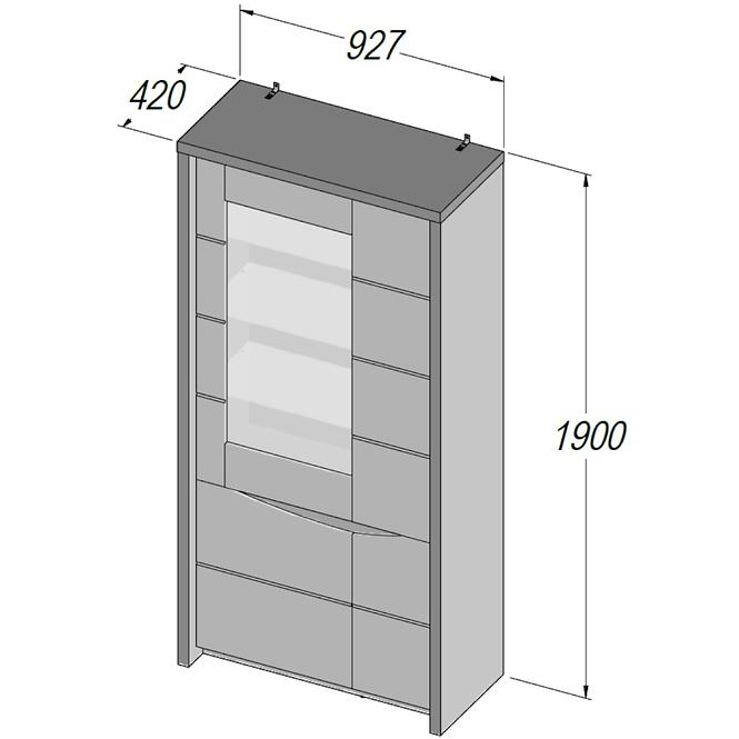 Vitrine Saint Tropez 93cm Eiche Sangallo/Weiß