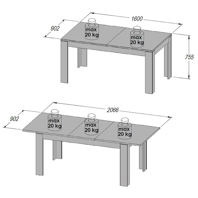 Essentisch Saint Tropez 160-207cm Eiche Sangallo/Weiß