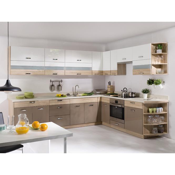 Türen für Einbauspülmaschine 60 Premio + Sockel Eiche Sonoma/Cappucino Glanz,7