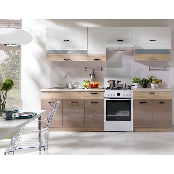 Türen für Einbauspülmaschine Premio 45 + Sockel Eiche Sonoma/Cappucino Glanz