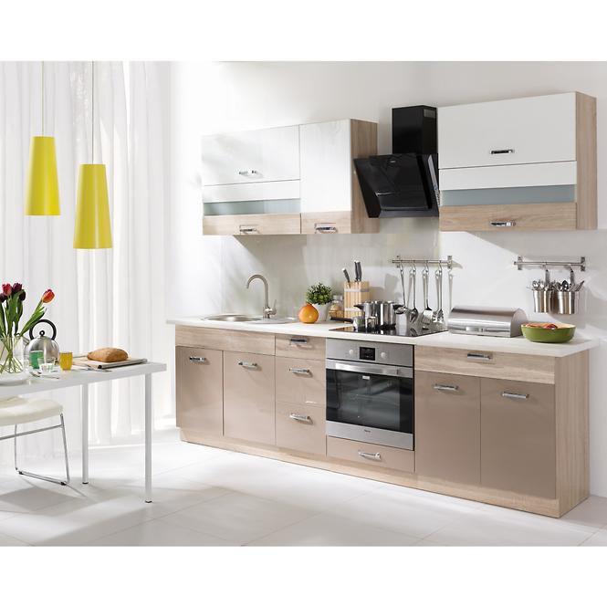 Türen für Einbauspülmaschine Premio 45 + Sockel Eiche Sonoma/Cappucino Glanz