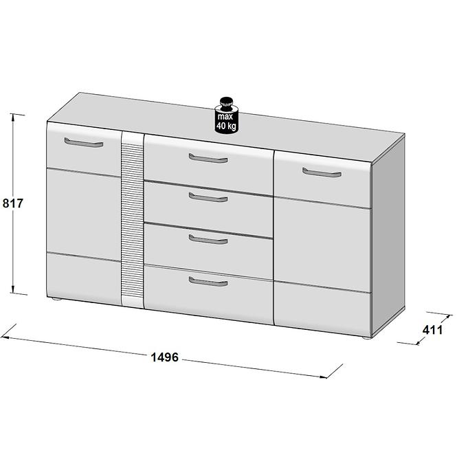Kommode Locarno 150cm Eiche Nealson / Grau,3