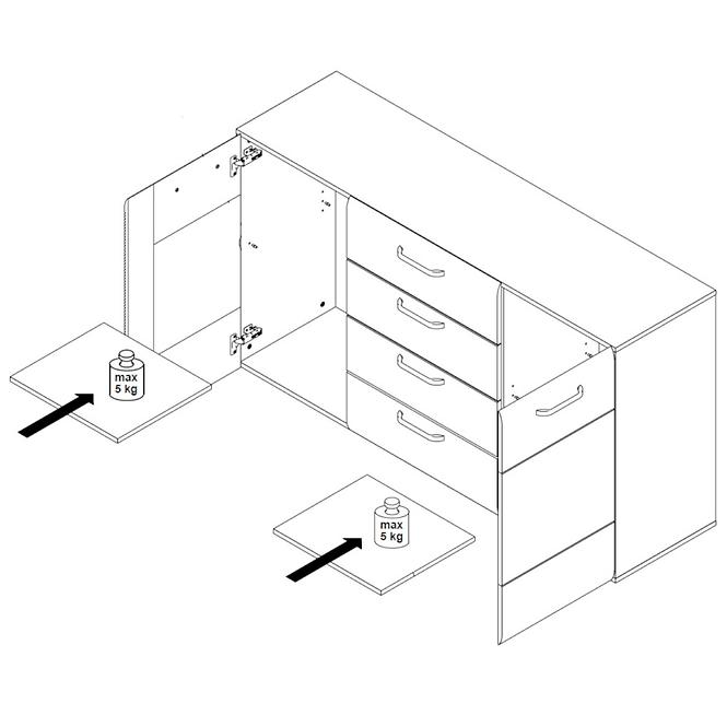 Kommode Locarno 150cm Eiche Nealson / Grau,4