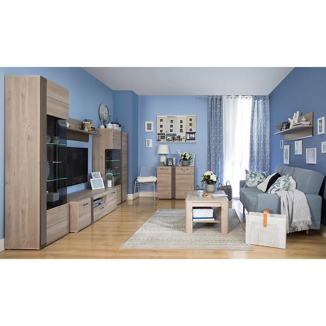 Regal Locarno 140cm Eiche Nealson / Grau