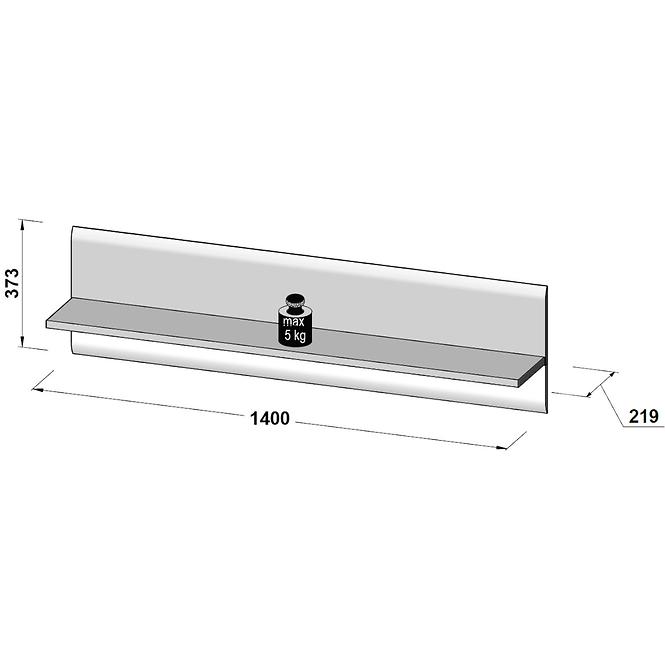 Regal Locarno 140cm Eiche Nealson / Grau