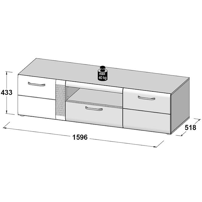 TV Tisch Locarno 160cm Eiche Nealson / Grau,3