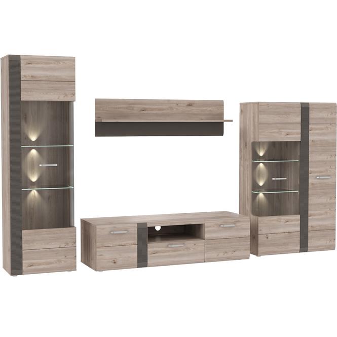 Vitrine 2D Locarno 95cm Eiche Nealson / Grau,11