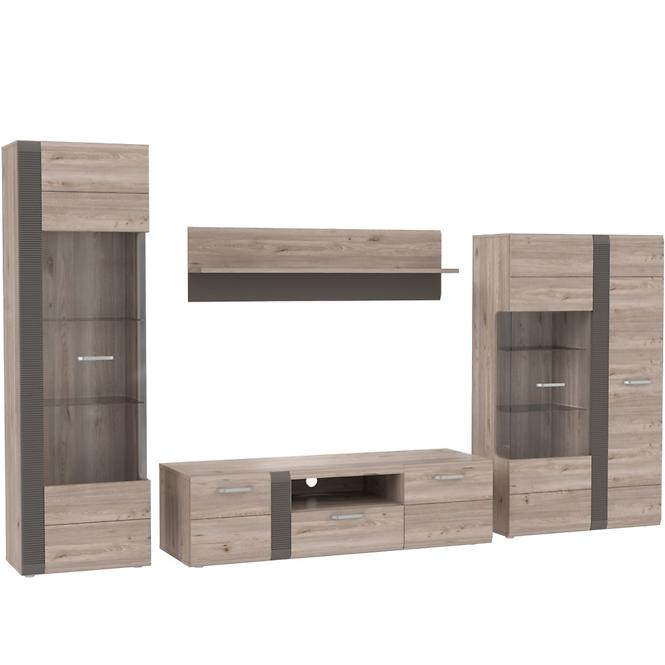 Vitrine 2D Locarno 95cm Eiche Nealson / Grau,12