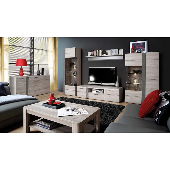 Vitrine 2D Locarno 95cm Eiche Nealson / Grau,13