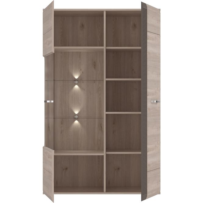 Vitrine 2D Locarno 95cm Eiche Nealson / Grau,3
