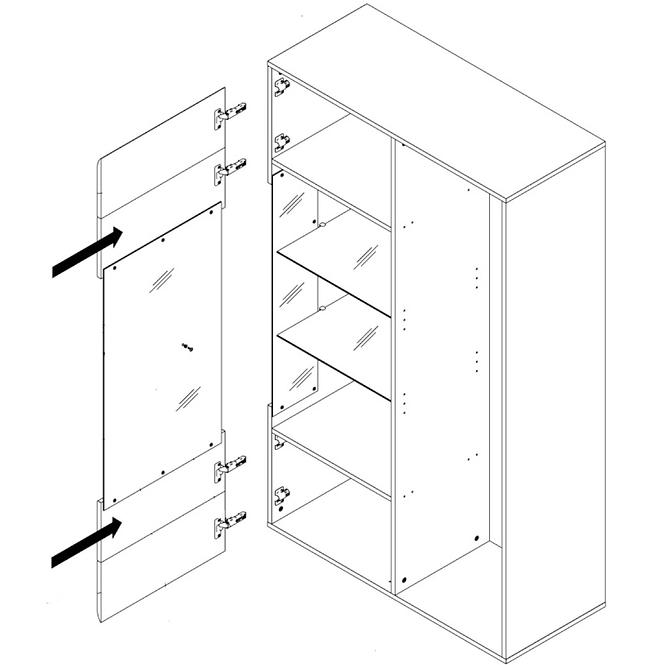 Vitrine 2D Locarno 95cm Eiche Nealson / Grau,5