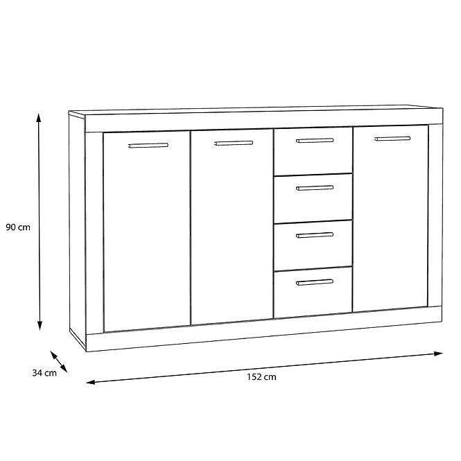 Kommode Baccio 3d4s 143cm Eiche Riviera,3
