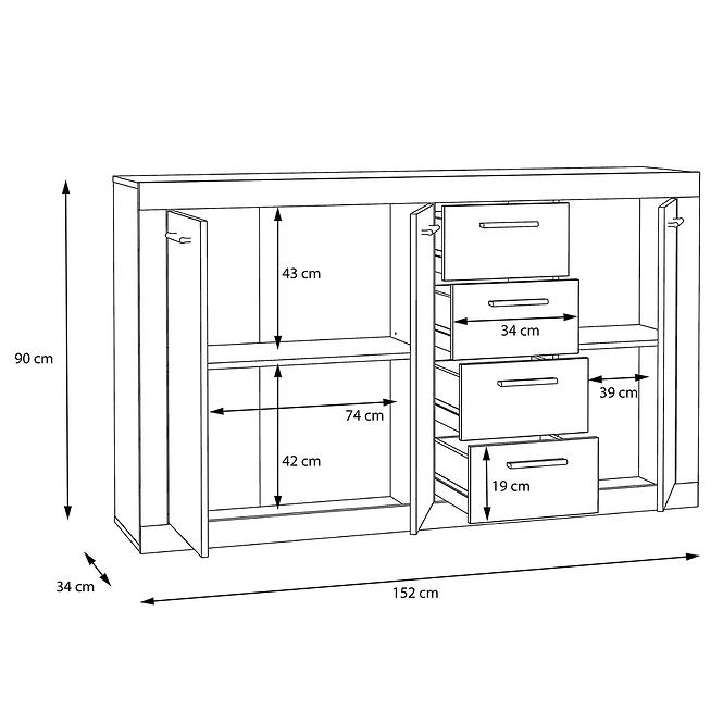 Kommode Baccio 3d4s 143cm Eiche Riviera,4