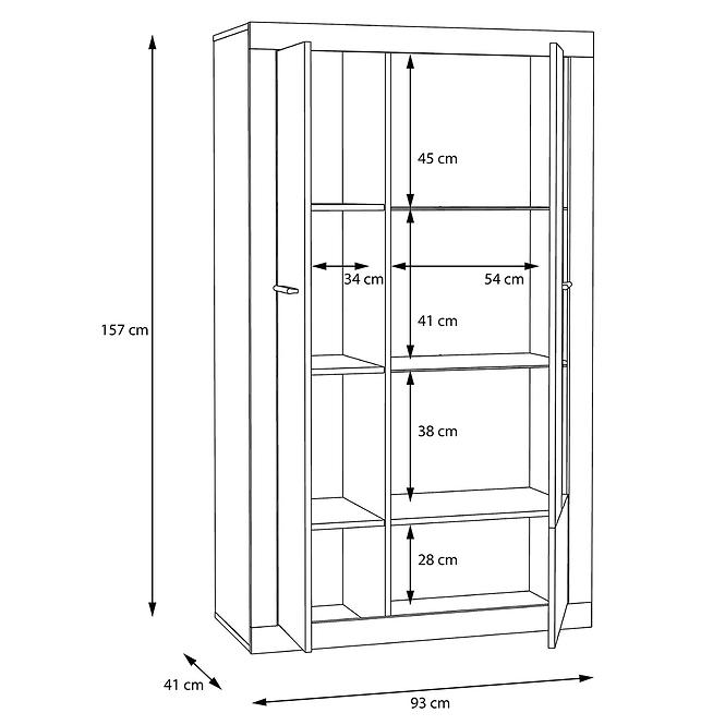 Vitrine Baccio 2d 93cm Eiche Riviera