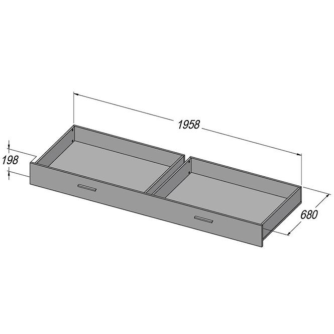 Schublade Unter Dem Bett Snow Snwl02 200cm Weiße Matte,2