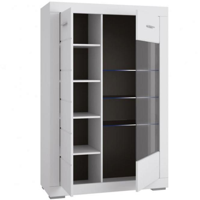 Vitrine Snow 1d1s3p 101cm Weiße Matte,2