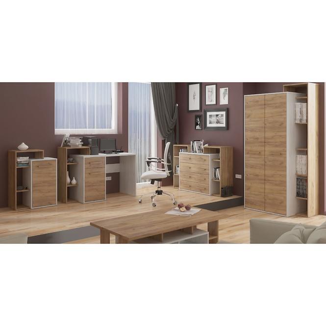 Schreibtisch Rio 127cm Eiche Craft Weiß/Golden R,3