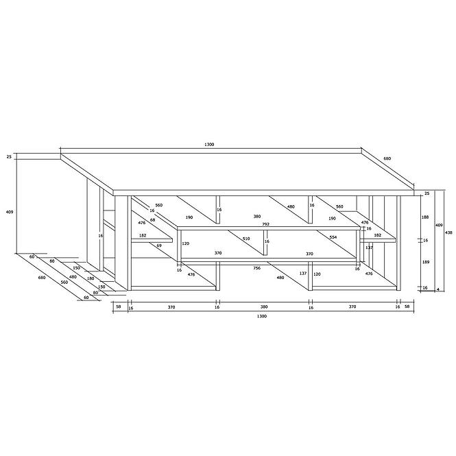 Couchtisch Rio 130cm Eiche Craft Weiß/Golden N