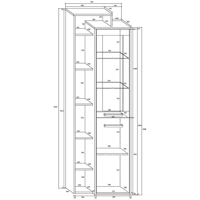 Vitrine Rio 64cm Eiche Craft Weiß/Golden L1D