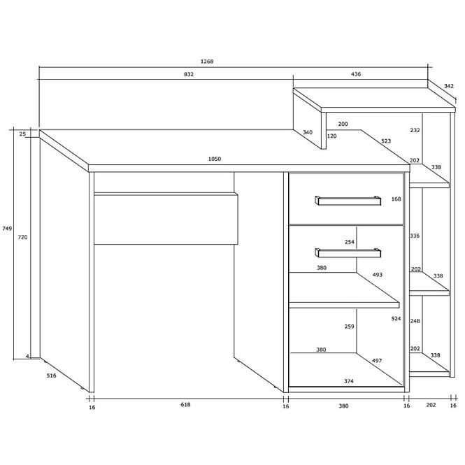 Schreibtisch Rio 127cm Eiche Sonoma/Weiß P