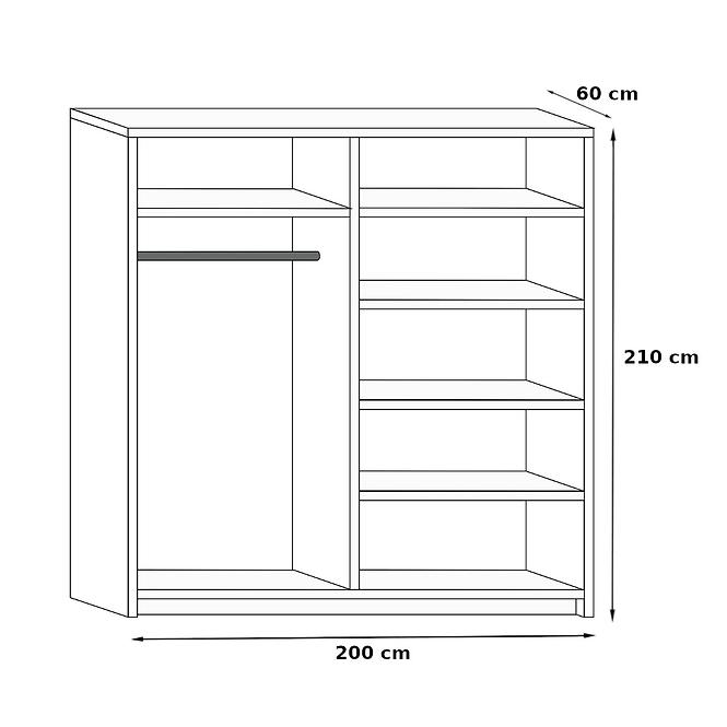 Schrank Edyta 200cm Schwarz