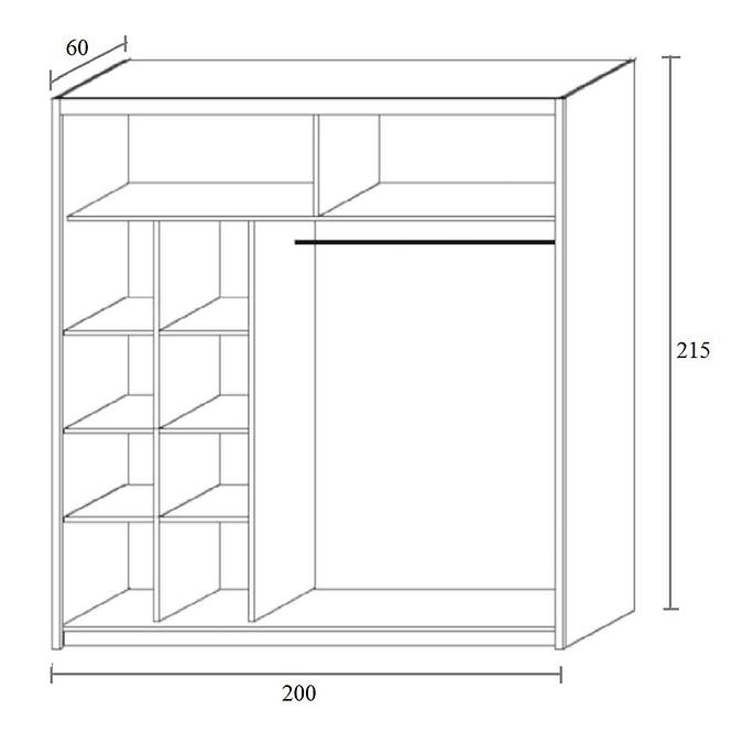 Schrank Ola 200cm Schwarz/Spiegel