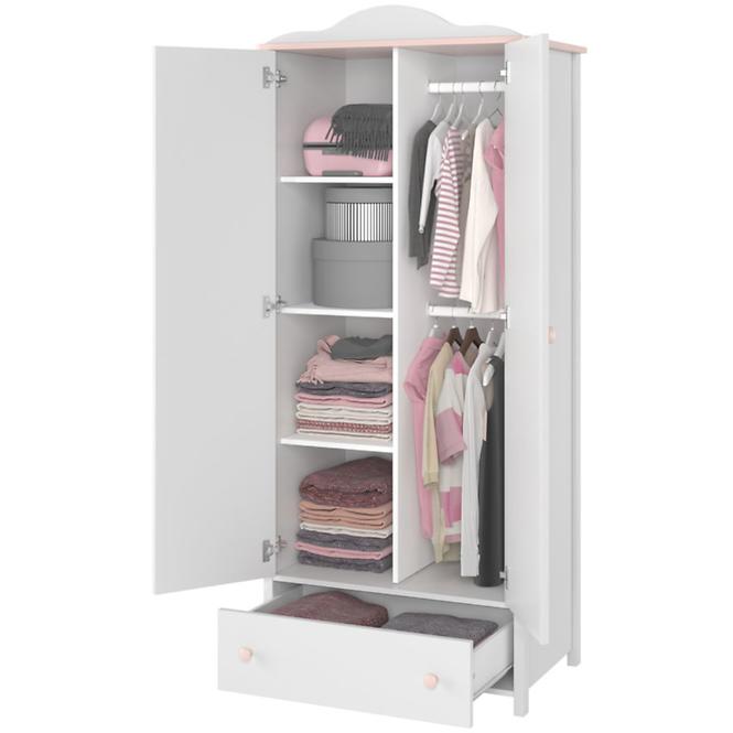 Schrank Luna 85cm 2D Weiß / Pink LN-12,3