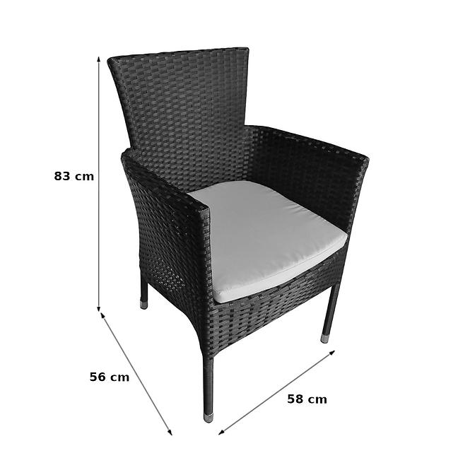 Glastisch Set  technorattan + 6 Stühle černá