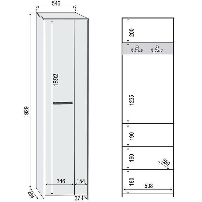 Schrank Orlando 01 55cm Eiche Sonoma/Weiß