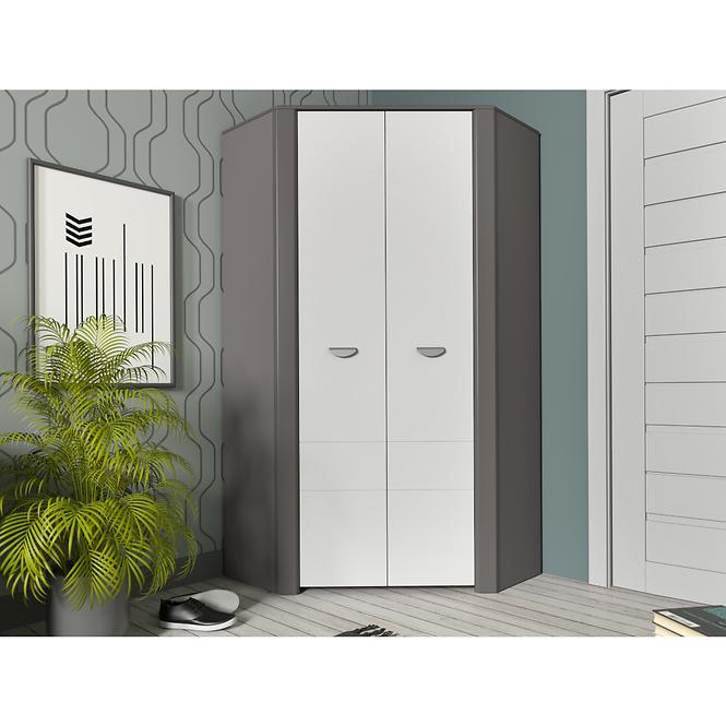 Schrank Hey 97cm Wolfram Grau/Grau Matte/Weiß
