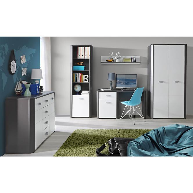 Schrank Hey 97cm Wolfram Grau/Grau Matte/Weiß