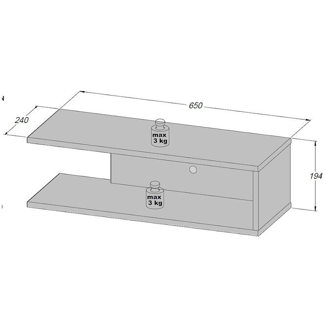Regal Hey 65cm Wolfram Grau/Grau Matte/Weiß