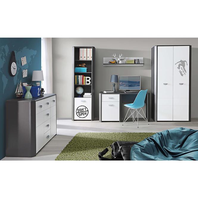 Regal Hey 110cm Wolfram Grau/Grau Matte/Weiß