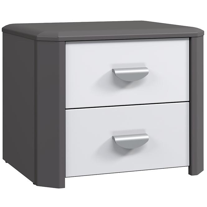 Nachttisch Hey 53,8cm Wolfram Grau/Grau Matte/Weiß