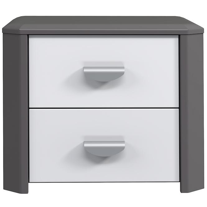 Nachttisch Hey 53,8cm Wolfram Grau/Grau Matte/Weiß