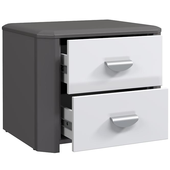 Nachttisch Hey 53,8cm Wolfram Grau/Grau Matte/Weiß