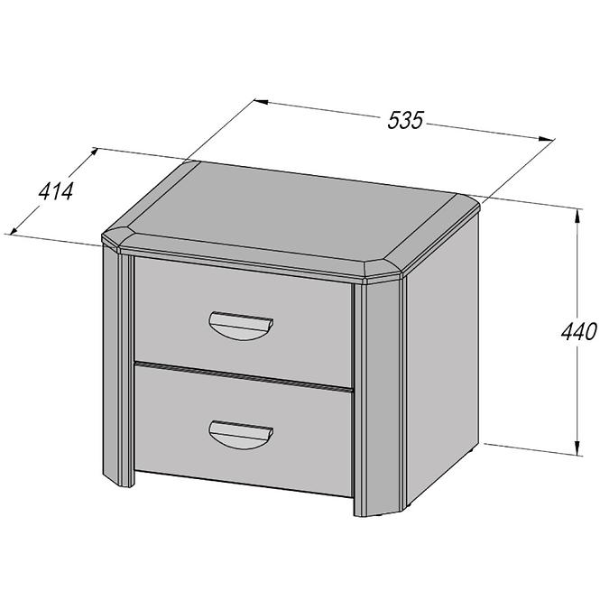 Nachttisch Hey 53,8cm Wolfram Grau/Grau Matte/Weiß