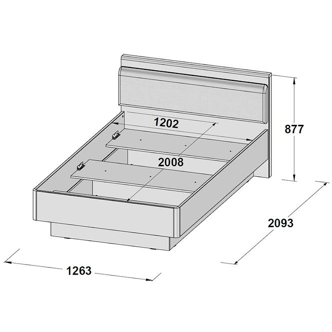 Bett Hey 126cm Wolfram Grau/Grau Matte/Weiß