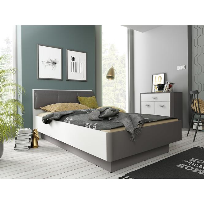 Bett Hey 126cm Wolfram Grau/Grau Matte/Weiß