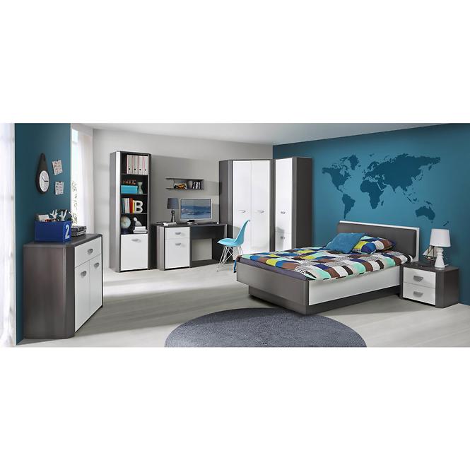 Bett Hey 126cm Wolfram Grau/Grau Matte/Weiß